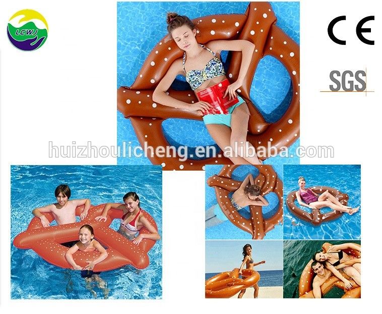 Großes Brot Wasser Spaß PVC aufblasbare Pretzel Float Ring Schwimmbad Schwimmbad für Erwachsene