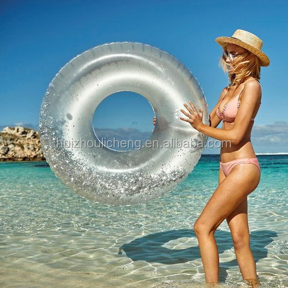 Glitter Gold 100kg Blow Up Ring Schwimmbad Aufblasbarer Transparenter Schwimmband Für Erwachsene