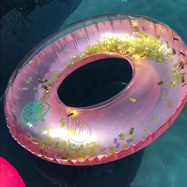 Glitter Gold 100kg Blow Up Ring Schwimmbad Aufblasbarer Transparenter Schwimmband Für Erwachsene