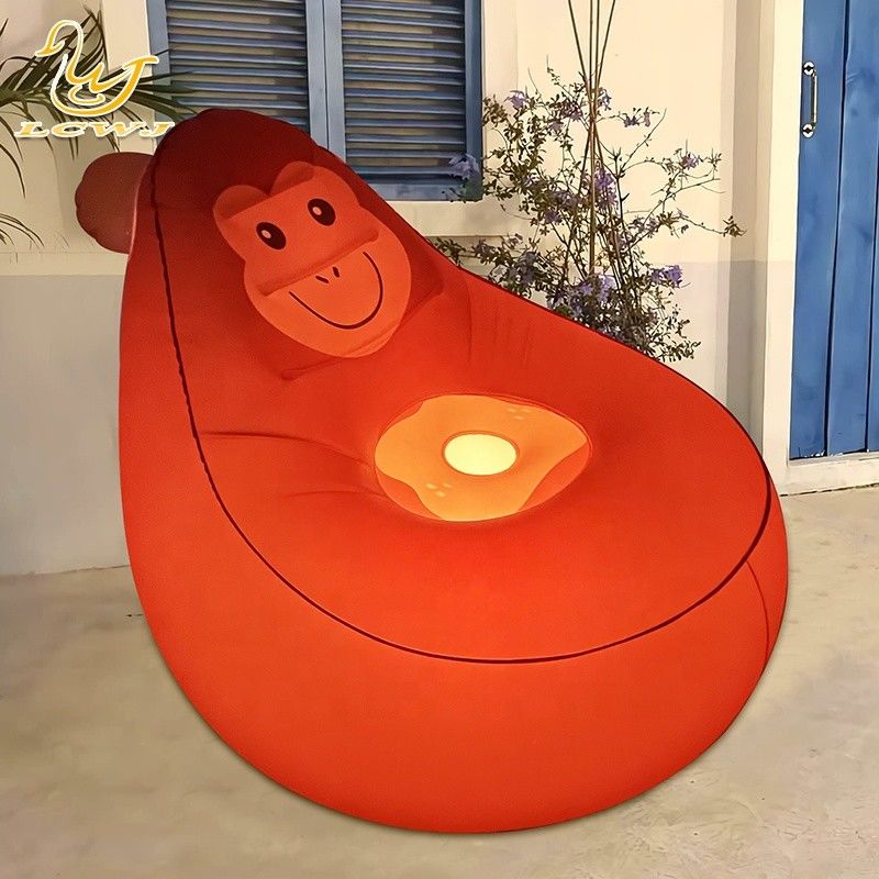 LC Schimpansen-Tier-Design Aufblasbare Klappwoche Aufblasbare Couch-Stuhl-Sofa mit Fernbedienlicht