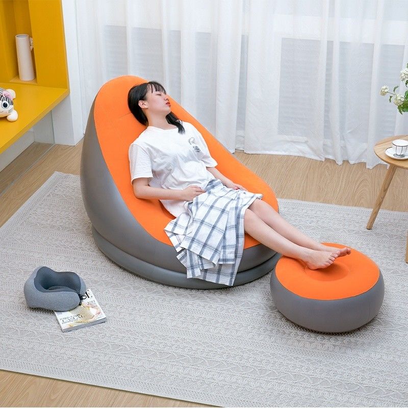 Flocked PVC Luftmatratze Sofa Bett 110cm Außen Innenraum Aufblassofa Strand