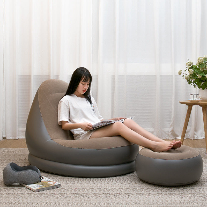 Flocked PVC Luftmatratze Sofa Bett 110cm Außen Innenraum Aufblassofa Strand
