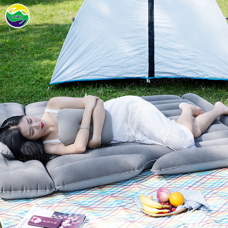 Pvc-Flocking aufblasbarer Wohnstuhl Erwachsene Königingröße Großes Campingbettkissen