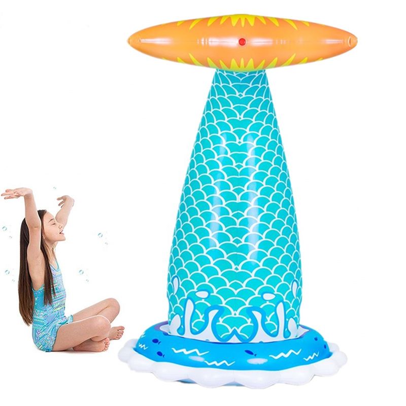 LC riesiger aufblasbarer Meerjungfrau-Schwanz-Sprinkler Premium dickes umweltfreundliches PVC Sprühwasser aus dem Schwanz 6'