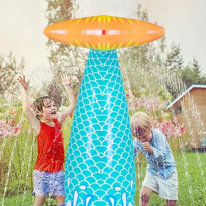 LC riesiger aufblasbarer Meerjungfrau-Schwanz-Sprinkler Premium dickes umweltfreundliches PVC Sprühwasser aus dem Schwanz 6'