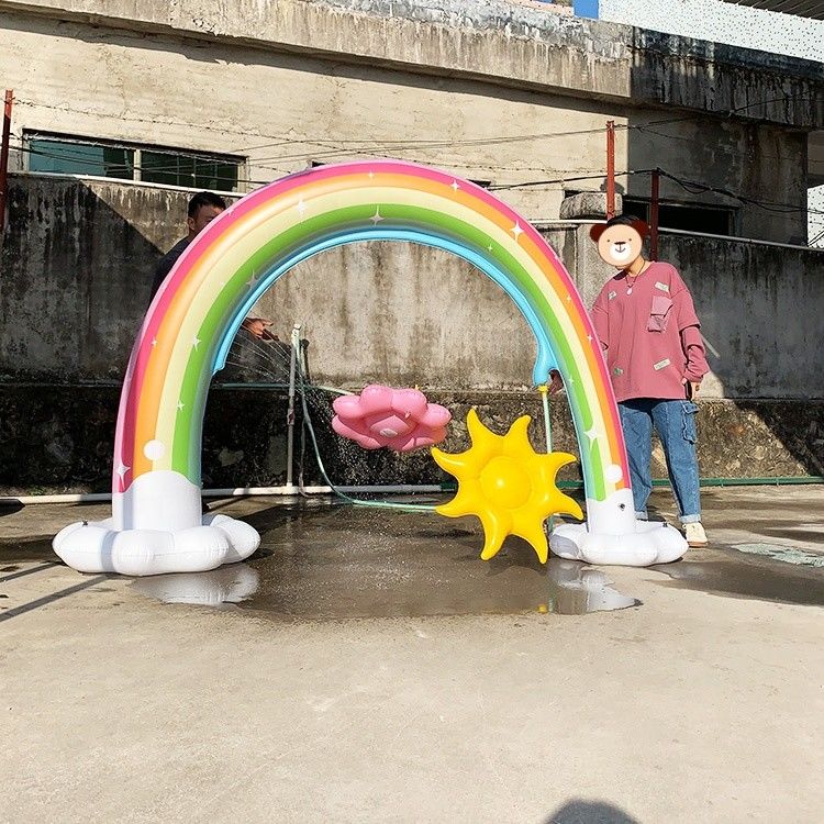 Aufblasbare Riesenstrandkugel Sprinkler 6 Fuß Wasser Regenbogenbogen Spielzeug für Kleinkinder