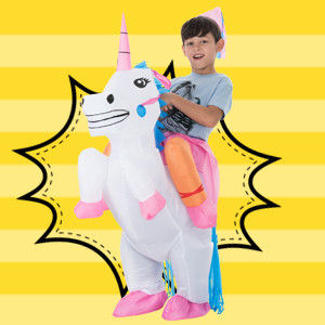 Erwachsene Kinder Plastik aufblasbare Spielzeuge Einhorn Reiter Kostüme für Weihnachten