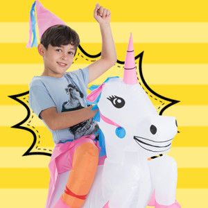 Erwachsene Kinder Plastik aufblasbare Spielzeuge Einhorn Reiter Kostüme für Weihnachten