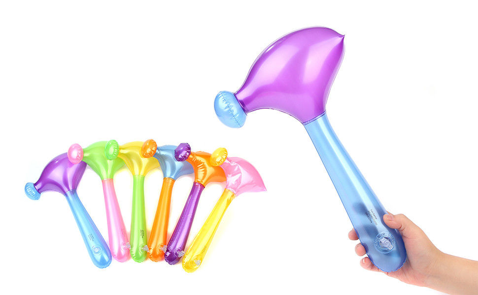 Regenbogenfarbe 0,5 kg Plastik aufblasbares Spielzeug 0,18 mm aufblasbares Hammer Spielzeug