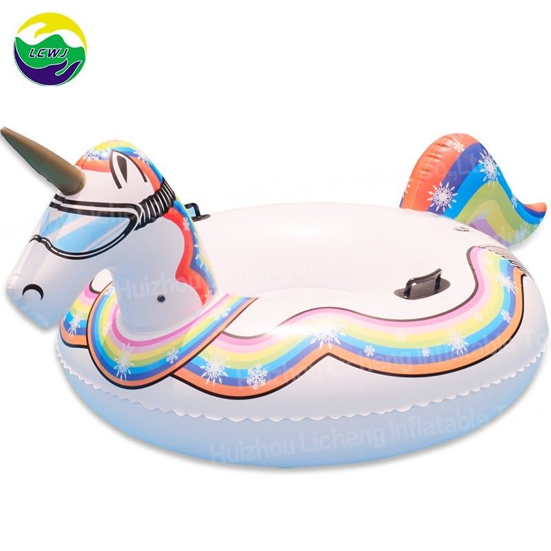 PVC Winter aufblasbare Schneespielzeug 190cm Luft Einhorn Schneeschlitten für Erwachsene