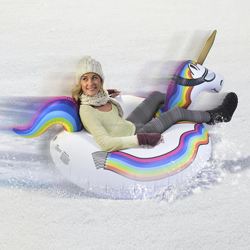 PVC Winter aufblasbare Schneespielzeug 190cm Luft Einhorn Schneeschlitten für Erwachsene