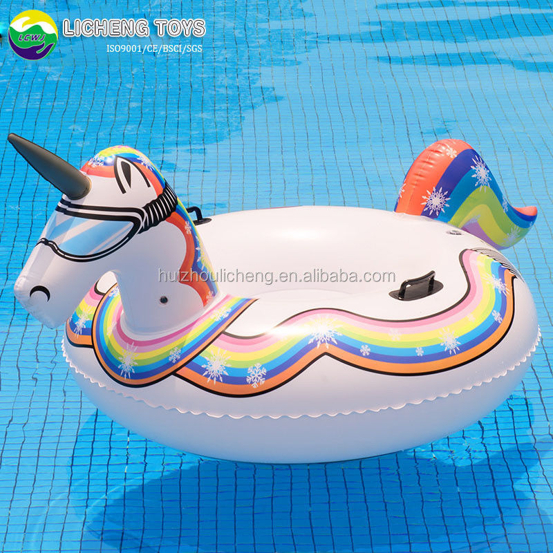 PVC Winter aufblasbare Schneespielzeug 190cm Luft Einhorn Schneeschlitten für Erwachsene