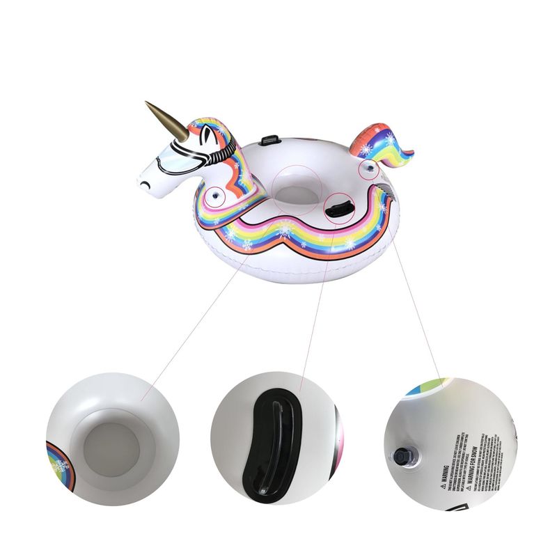 PVC Winter aufblasbare Schneespielzeug 190cm Luft Einhorn Schneeschlitten für Erwachsene