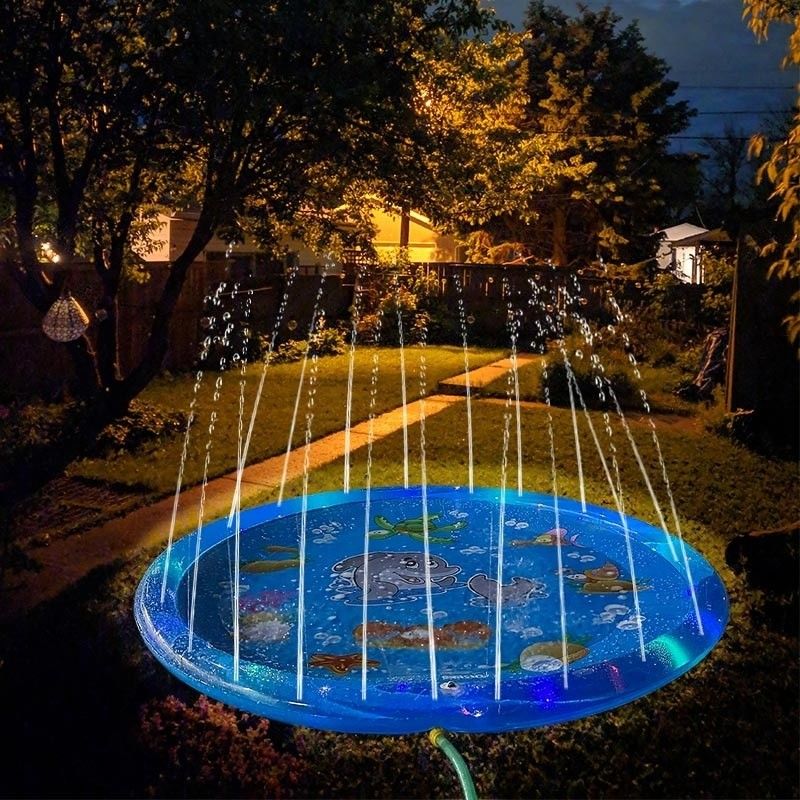 LC Upgraded Shining Outdoor Sprinkler Pad Unisex Flash Splash Pad mit LED-Licht