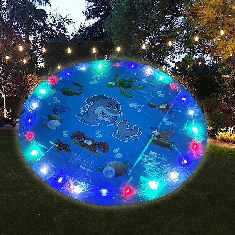 LC Upgraded Shining Outdoor Sprinkler Pad Unisex Flash Splash Pad mit LED-Licht